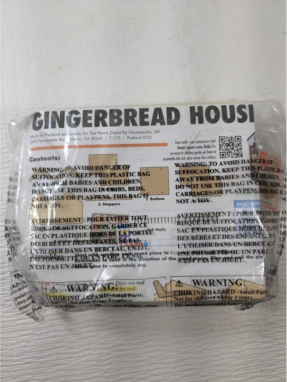 NEW Home Depot Gingerbread House kids workshop wooden kit w/ pin December 2023